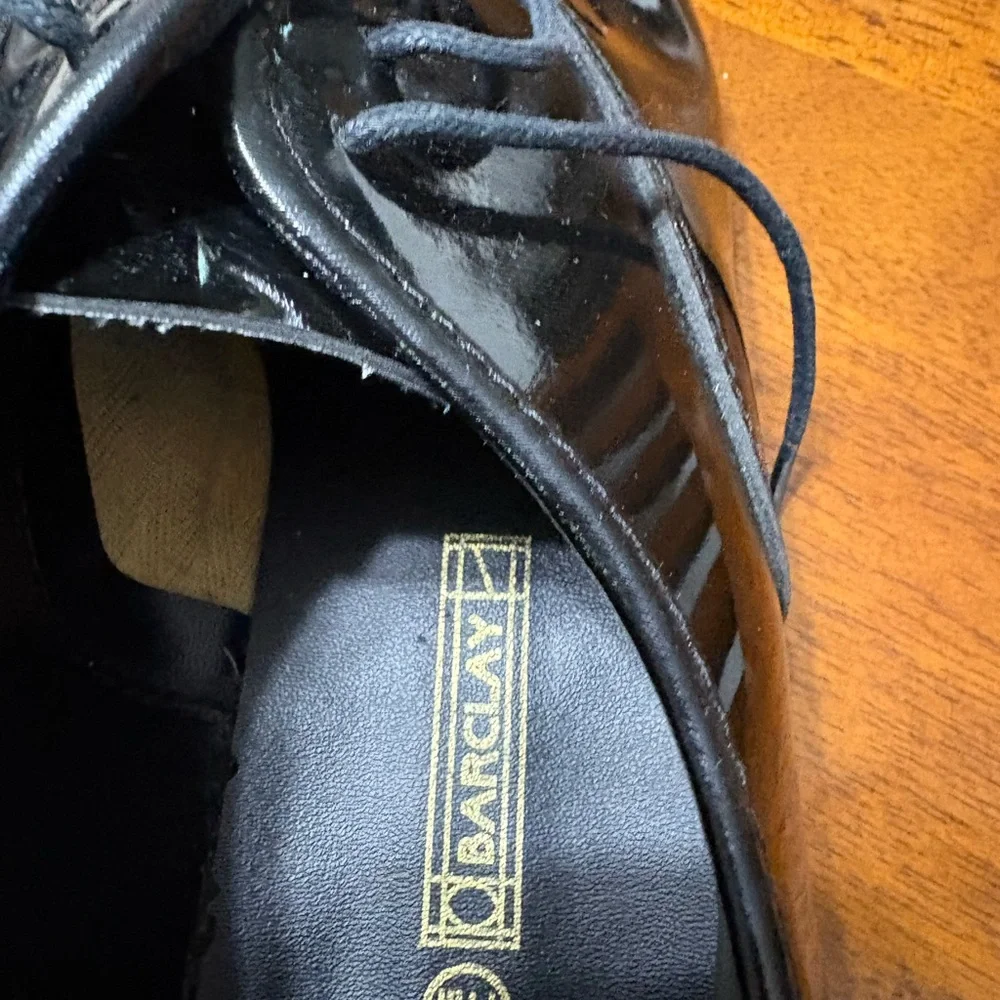 Men's Black Patent Leather Derby Shoes - Classic Lace-Up